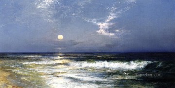 Paisajes Painting - Paisaje marino a la luz de la luna de Thomas Moran
